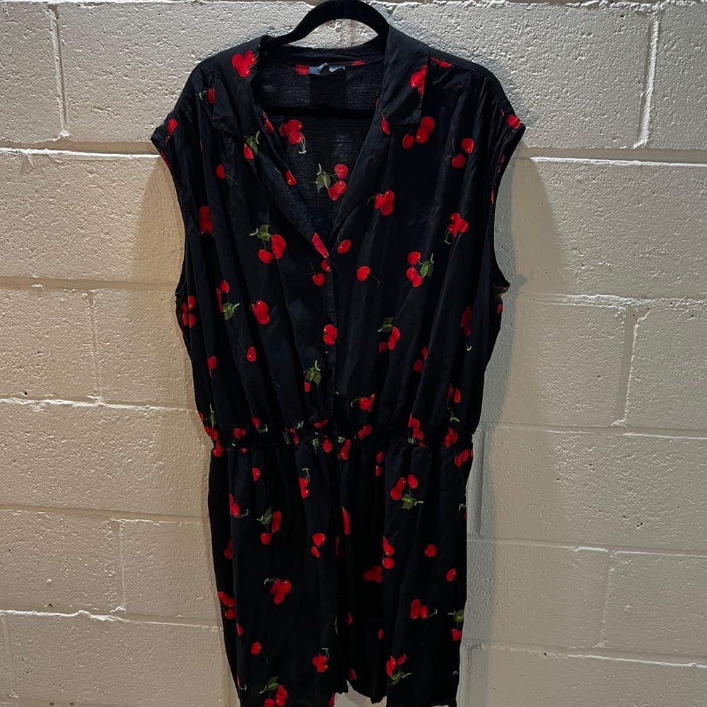Torrid black and red cherry print romper size 4x